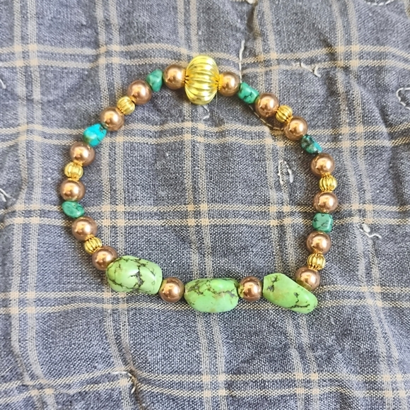 Two Tone Handmade Turquoise Bracelet - Picture 2 of 4